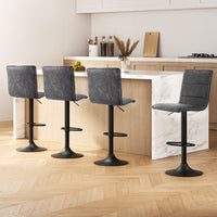 4x Bar Stools Gas Lift Vintage Leather Grey