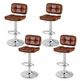 Artiss 4x Bar Stools Kitchen Swivel Gas Lift Counter Chair Tuft PU Leather Brown