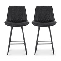 Artiss 2x Bar Stools Kitchen Dining Chair Counter Stool Diamond PU Leather Black