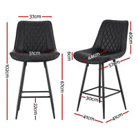 Artiss 4x Bar Stools Kitchen Dining Chair Counter Stool Diamond PU Leather Black