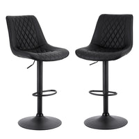 Artiss 2x Bar Stools Kitchen Swivel Gas Lift Counter Chair Diamond Leather Black