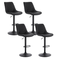 Artiss 4x Bar Stools Kitchen Swivel Gas Lift Counter Chair Diamond Leather Black