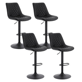 Artiss 4x Bar Stools Kitchen Swivel Gas Lift Counter Chair Diamond Leather Black