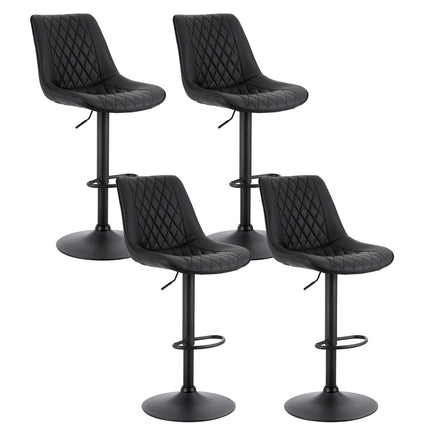 Artiss 4x Bar Stools Kitchen Swivel Gas Lift Counter Chair Diamond Leather Black