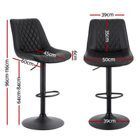 Artiss 4x Bar Stools Kitchen Swivel Gas Lift Counter Chair Diamond Leather Black