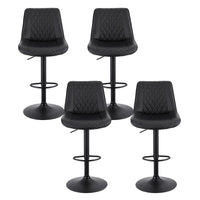 Artiss 4x Bar Stools Kitchen Swivel Gas Lift Counter Chair Diamond Leather Black