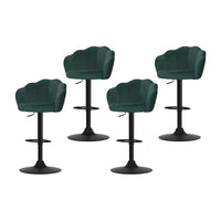 4x Bar Stools Gas Lift Velvet Green