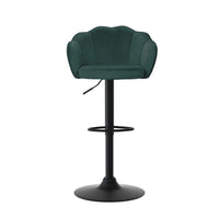 4x Bar Stools Gas Lift Velvet Green