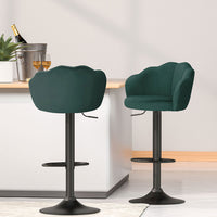 4x Bar Stools Gas Lift Velvet Green