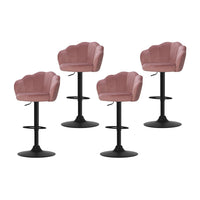 4x Bar Stools Gas Lift Velvet Pink