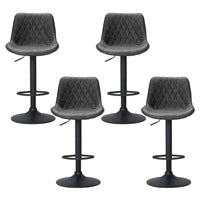 4x Bar Stools Gas Lift Vintage Leather Black