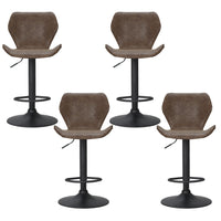 4x Bar Stools Vintage Leather Gas Lift Brown