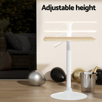 Artiss Bar Table Swivel Base Gas Lift Counter Dining Table 60CM Square Pine