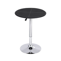 Artiss Bar Table Round Swivel Height Adjustable 62cm Modern PVC Leather Black