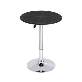 Artiss Bar Table Round Swivel Height Adjustable 62cm Modern PVC Leather Black
