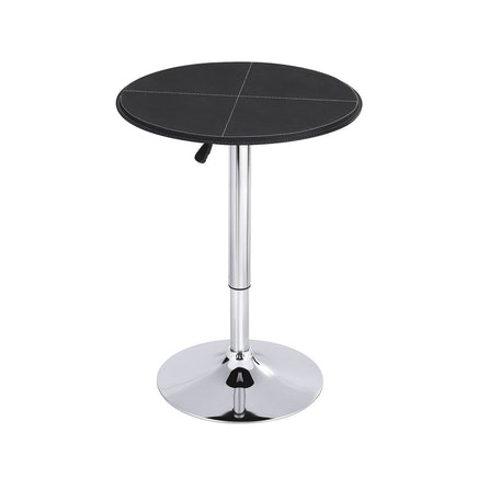 Artiss Bar Table Round Swivel Height Adjustable 62cm Modern PVC Leather Black