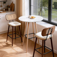 Artiss Bar Table Round Counter Kitchen Dining Desk Pub 98cm Height Wood White
