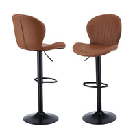 Artiss 2x Bar Stools Kitchen Swivel Gas Lift Counter Chair Shell Leather Brown