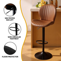 Artiss 4x Bar Stools Kitchen Swivel Gas Lift Counter Chair Shell Leather Brown