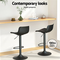 2x Bar Stools Padded Seat Gas Lift Black
