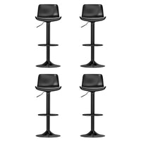 4x Bar Stools Padded Seat Gas Lift Black