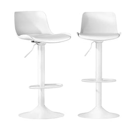 Artiss Bar Stools Kitchen Swivel Gas Lift Stool Leather Dining Chairs White x2