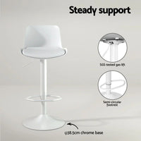 Artiss Bar Stools Kitchen Swivel Gas Lift Stool Leather Dining Chairs White x2