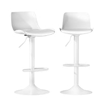Bar Stools Kitchen Swivel Gas Lift Stool Leather Dining Chairs White x2