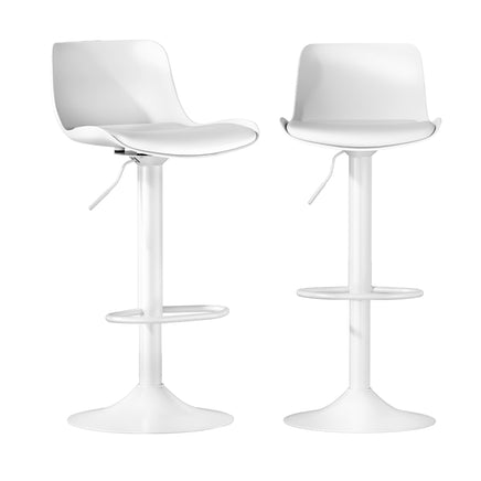 Artiss Bar Stools Kitchen Swivel Gas Lift Stool Leather Dining Chairs White x2