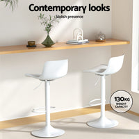 Bar Stools Kitchen Swivel Gas Lift Stool Leather Dining Chairs White x2