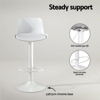 Bar Stools Kitchen Swivel Gas Lift Stool Leather Dining Chairs White x2