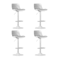 4x Bar Stools Kitchen Swivel Gas Lift Stool Leather Dining Chairs White