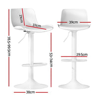 4x Bar Stools Kitchen Swivel Gas Lift Stool Leather Dining Chairs White