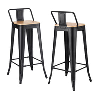Artiss Metal Bar Stools Set of 2 Counter Height Barstools 77cm Seat Height w/ Removable Back