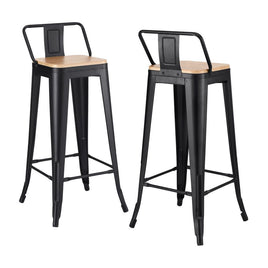 Artiss Metal Bar Stools Set of 2 Counter Height Barstools 77cm Seat Height w/ Removable Back