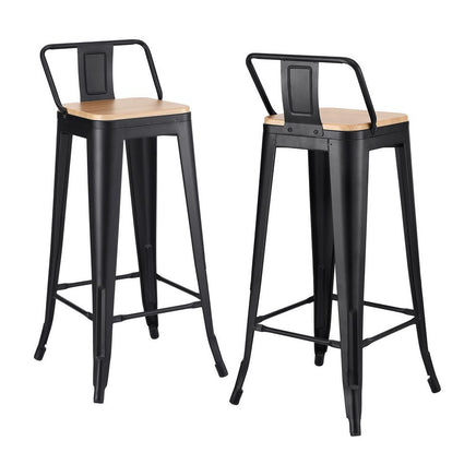 Artiss Metal Bar Stools Set of 2 Counter Height Barstools 77cm Seat Height w/ Removable Back