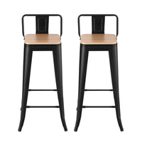 Artiss Metal Bar Stools Set of 2 Counter Height Barstools 77cm Seat Height w/ Removable Back