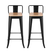 Artiss 2x Bar Stools Kitchen Counter High Chair Dining Stackable Metal Black