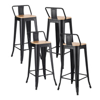 Artiss Metal Bar Stools Set of 4 Counter Height Barstools 77cm Seat Height w/ Removable Back