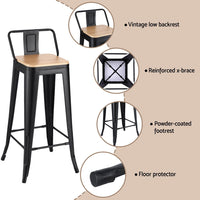 Artiss Metal Bar Stools Set of 4 Counter Height Barstools 77cm Seat Height w/ Removable Back