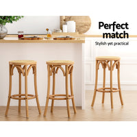 Bar Stool Rattan Seat Wooden