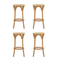 4x Bar Stoosl Rattan Seat Wooden