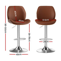 Artiss 1X Bar Stool Bentwood Swivel Adjustable Kitchen Dining Counter Stool Leather Brown