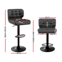Artiss 4x Bar Stools Gas Lift Leather Padded Grey