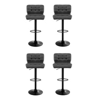 4x Bar Stools Gas Lift Leather Padded Grey