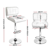Artiss 4x Bar Stools Gas Lift Leather Padded White