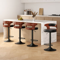 4x Bar Stools Gas Lift Faux Leather