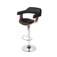 Bar Stools Gas Lift Leather w/Armrest Black