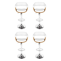 4x Artiss Bar Stools Gas Lift Leather with Armrest White