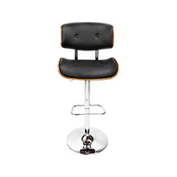 2x Bar Stools Gas Lift Leather Black